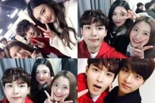 SUPER JUNIORリョウク、Red Velvetジョイ&イェリ&VIXXエンと記念ショット公開！