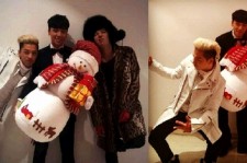BIGBANG G-DRAGON＆SOL＆V.I、雪だるまの人形を持って記念撮影「僕たち可愛い？」